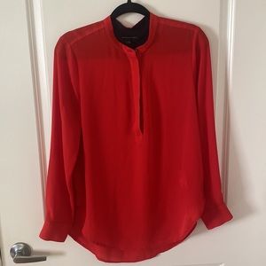 BR Red Blouse, hidden buttons and black accents. Sz. S